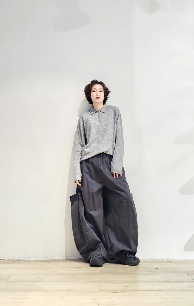 Loose fit wool blended polo top - 3 colours (pre-order)