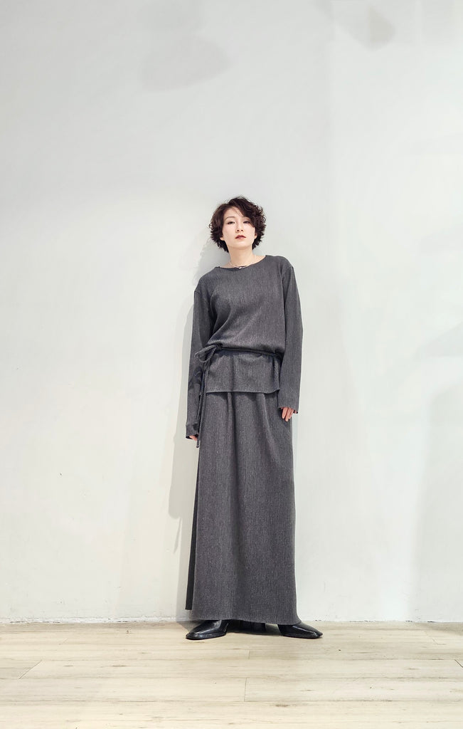 Crinkle stretchy long set top with strap - 2 colours (pre-order)