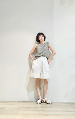 High rise pleated fold shorts  - 2 colours