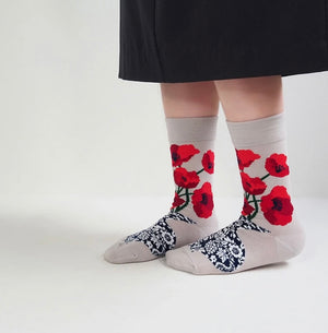 【andè 】ANEMONE Gray high gauge crew socks