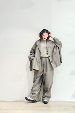 Oversized collarless nylon set blazer- 2 colours (pre-order)