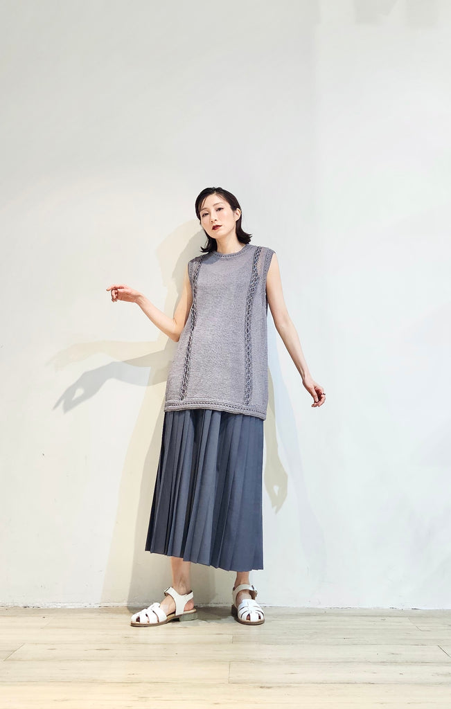 Linen blend knitted long vest - 3 colours