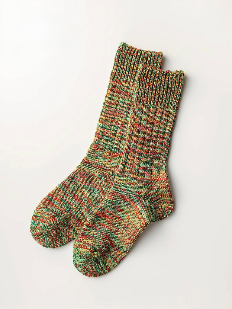 LUCKY SOCKS - Multi colour rib socks green-red