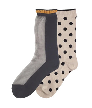 【andè 】SHINE Black x Natural Layered socks set