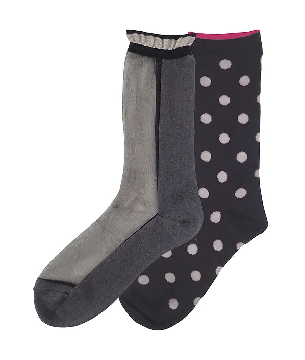 【andè 】SHINE Black x Black Layered socks set