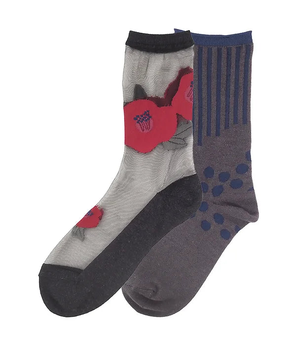【andè 】TSUBAKI Black Layered socks set