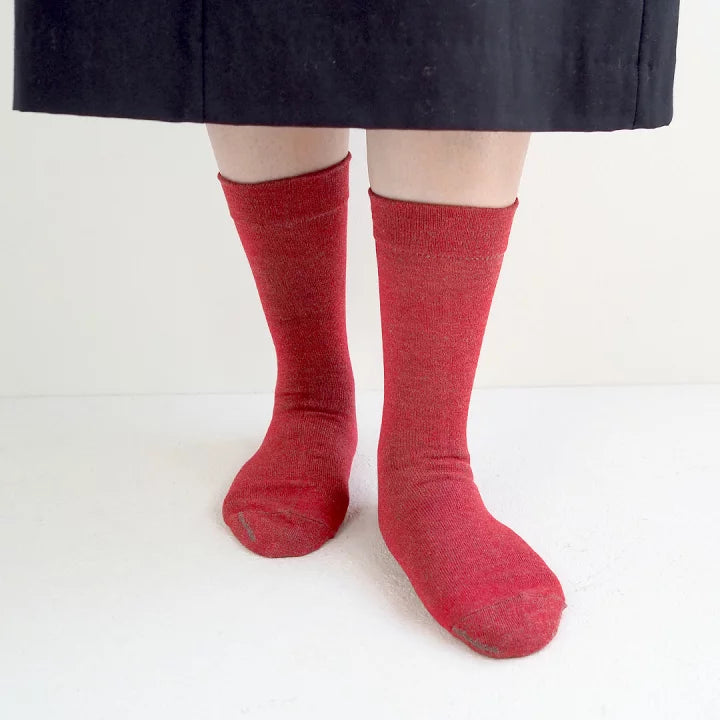 【andè 】Charcoal muji socks Red