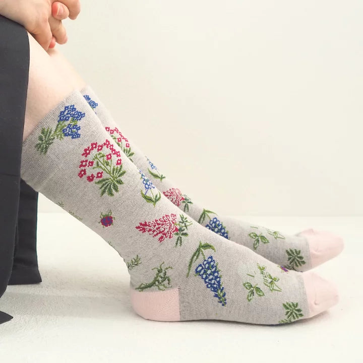 【andè 】HANAEMI Pink High guage crew socks