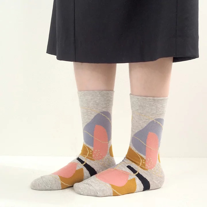 【andè 】TAMAYURA Gray High guage crew socks