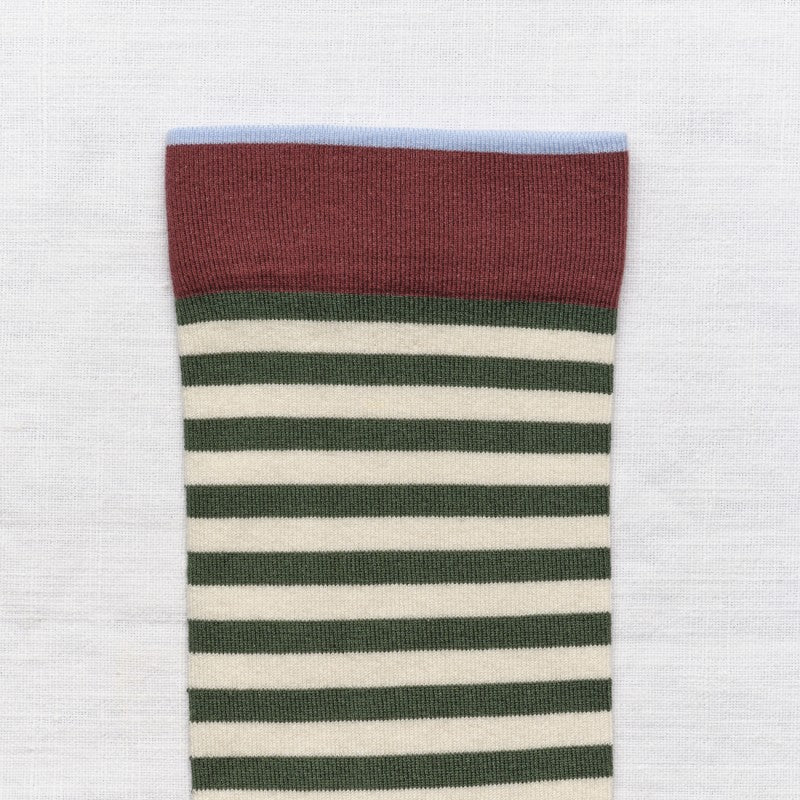 Bonne Maison Socks- Stripe Spruce