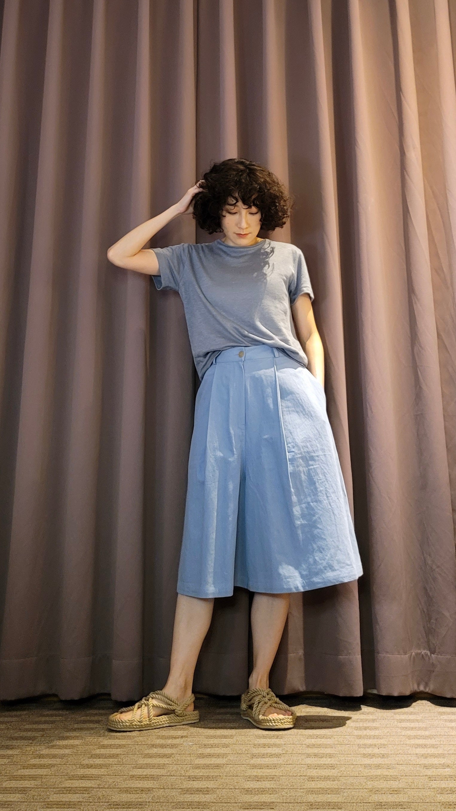 <Korea Live> Pleated linen blended culottes - 3 colours
