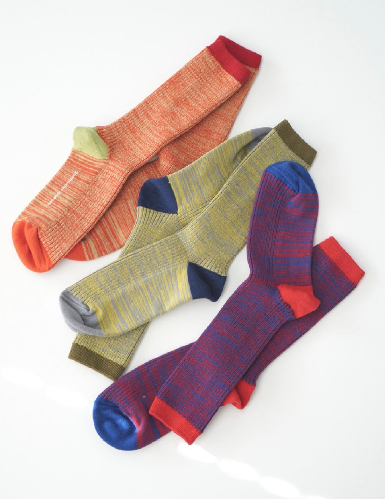 Multicoloured melange textured socks, Blue/ Red