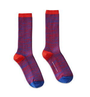 Multicoloured melange textured socks, Blue/ Red