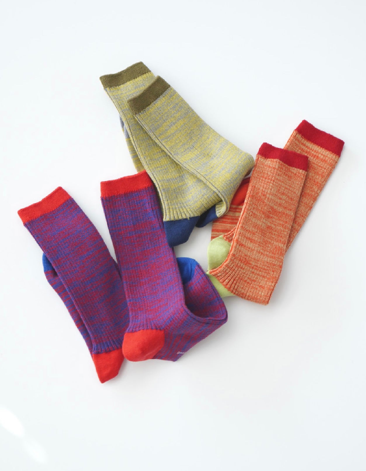 Multicoloured melange textured socks, Grey/ Yellow