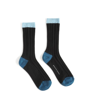 Irregular Ribbed in a short type, black&blue combi