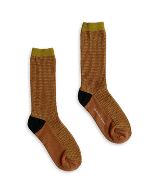 Two-tone sakashi knitting, Brown/Mustard