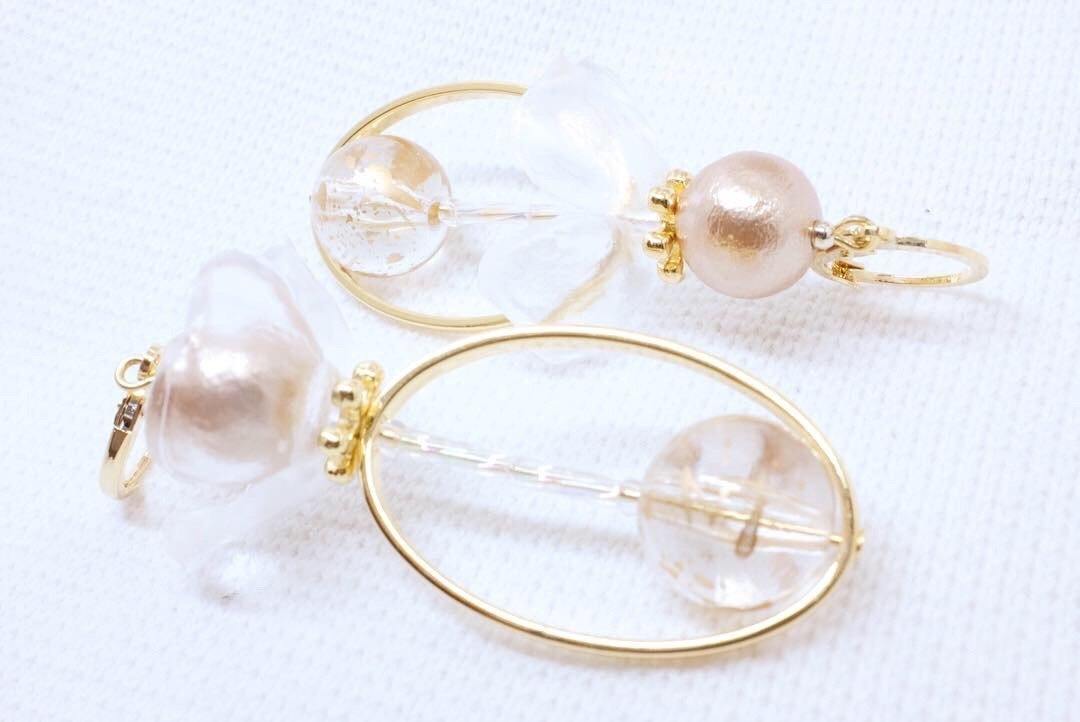 <The Pearl> Flower in the fog oval earrings - MMW Concept