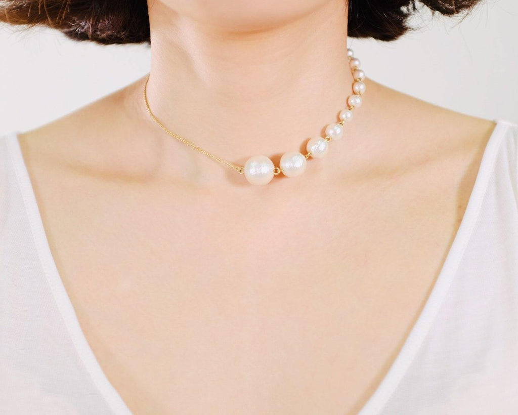 <The Pearl> Half-Half choker/ necklace - MMW Concept