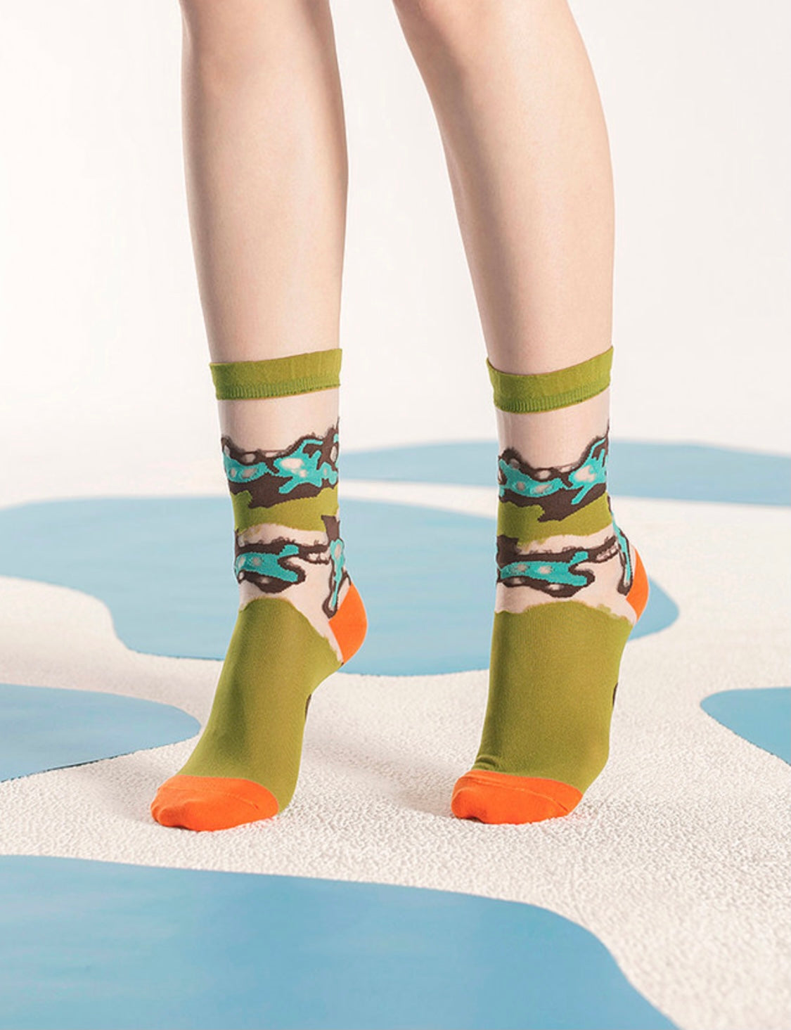 Mudpots Transparent Sheer Socks / Olive