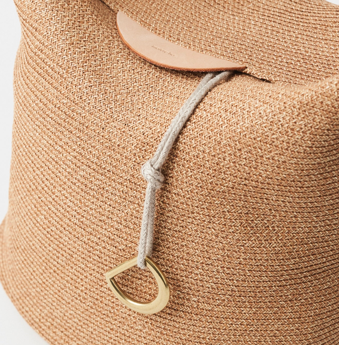Paper abaca braid bag - tall handle bronze gold x brown