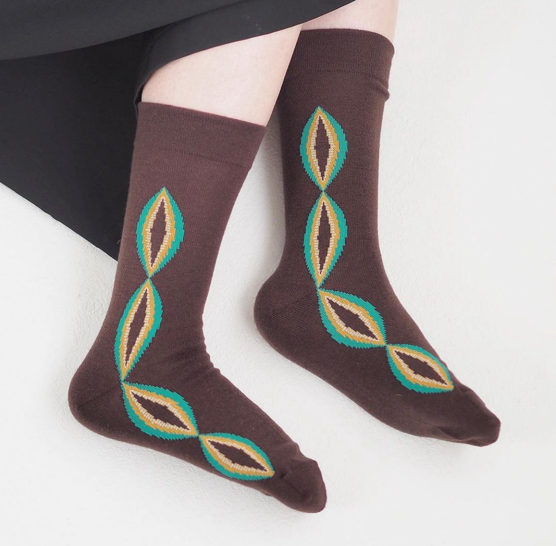 【andè 】RINNE Brown middle gauge socks