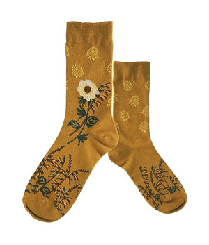 【andè 】IKEBANA Yellow middle gauge socks